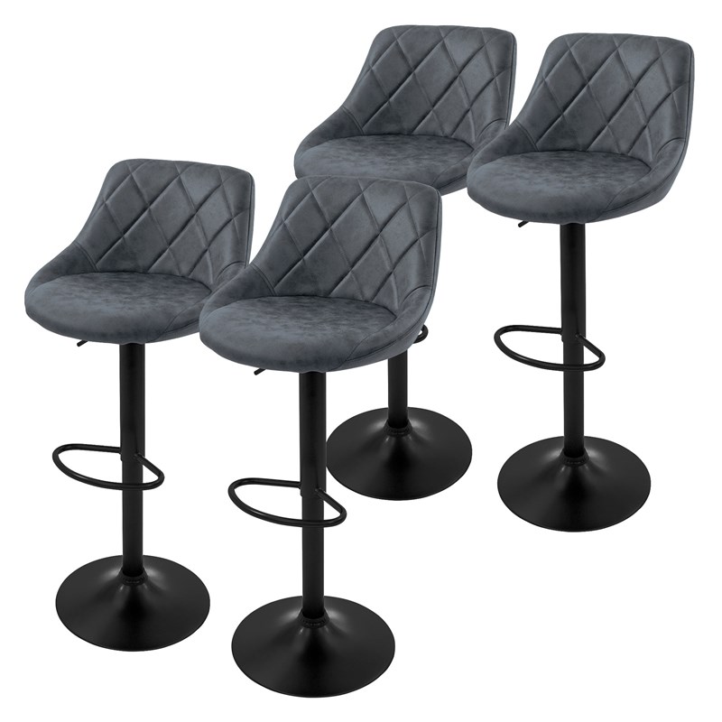 4er Set Barhocker Anthrazit Kunstlederbezug mit Rückenlehne und Fußstütze höhenverstellbar 62-82 cm ML-Design 4er Set Barhocker Anthrazit Kunstlederbezug mit Rückenlehne und Fußstütze höhenverstellbar 62-82 cm ML-Design