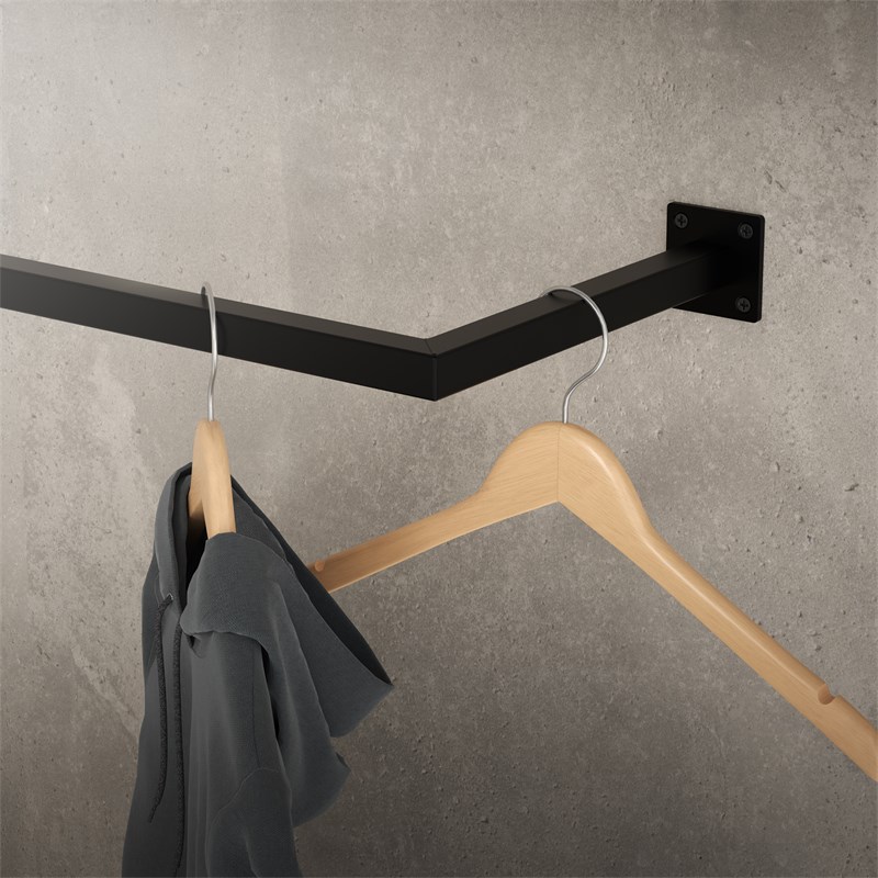 2er Set Kleiderstange Garderobe Wandmontage 12 x 60 cm Schwarz aus Stahl ML-Design