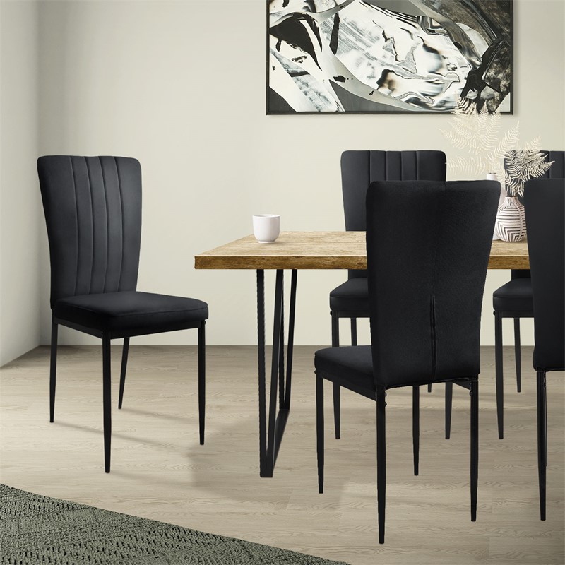 Esszimmerstuhl 4er Set Schwarz mit Samtbezug und Metallbeinen Küchenstuhl ML-Design