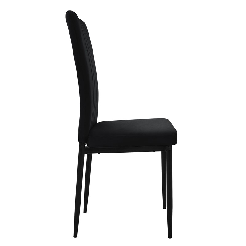 Esszimmerstuhl 4er Set Schwarz mit Samtbezug und Metallbeinen Küchenstuhl ML-Design