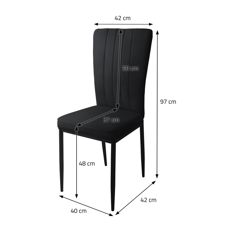 Esszimmerstuhl 4er Set Schwarz mit Samtbezug und Metallbeinen Küchenstuhl ML-Design