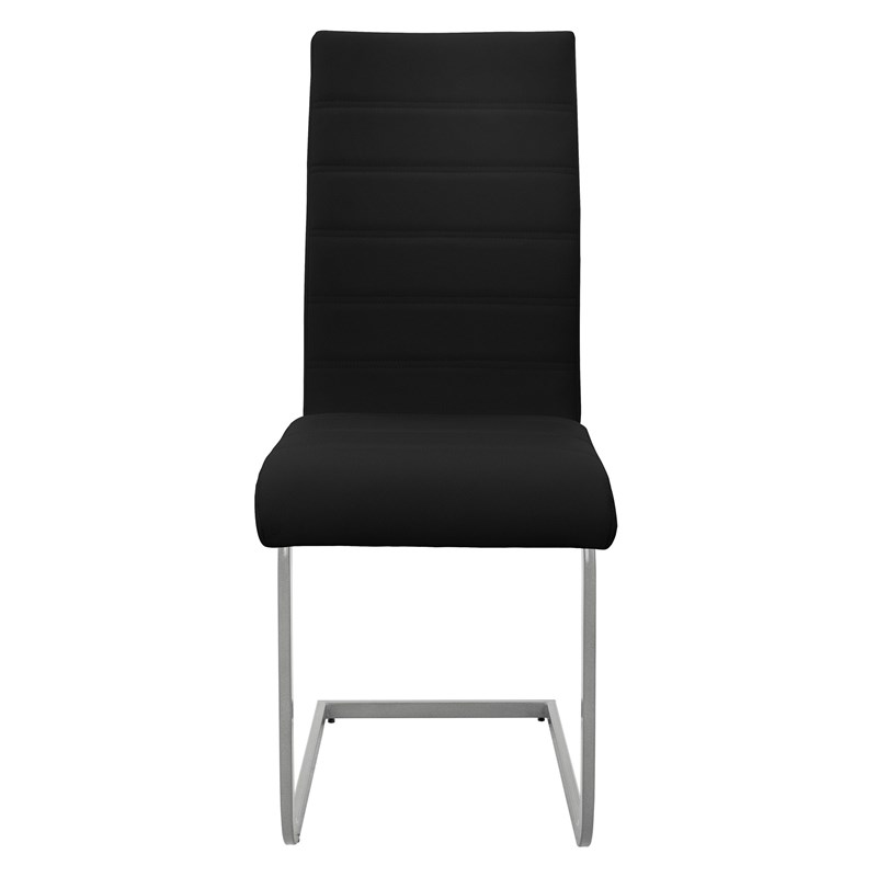 Esszimmerstuhl Freischwinger 2er Set mit Rückenlehne Schwarz Kunsterlederbezug ML-Design