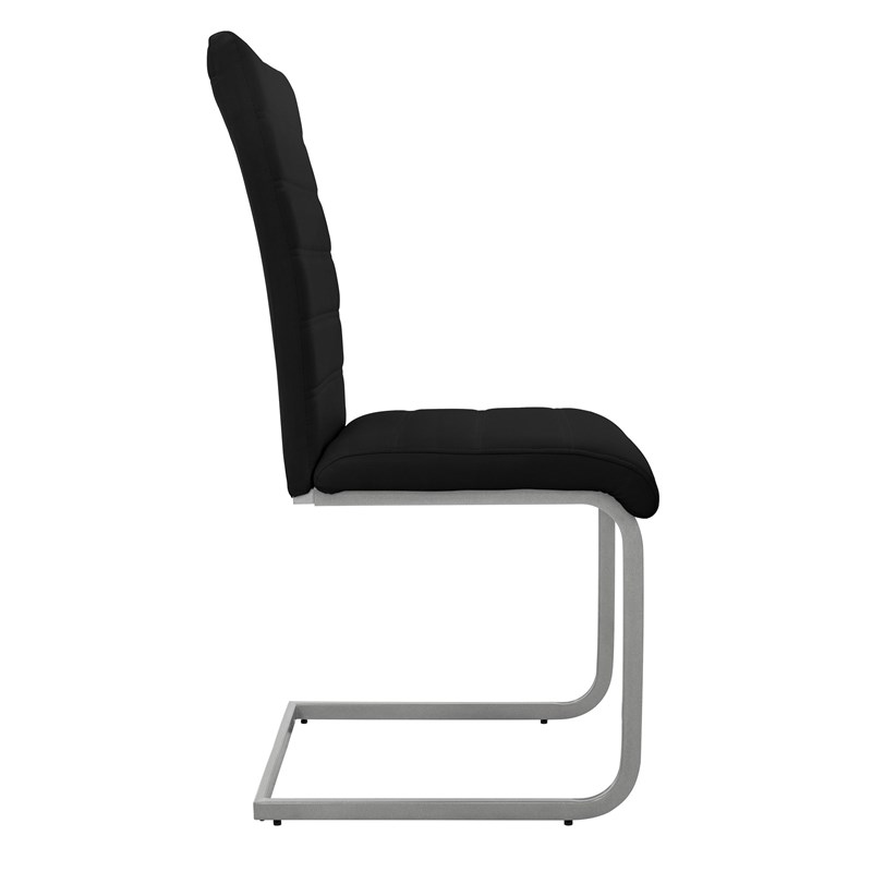Esszimmerstuhl Freischwinger 2er Set mit Rückenlehne Schwarz Kunsterlederbezug ML-Design