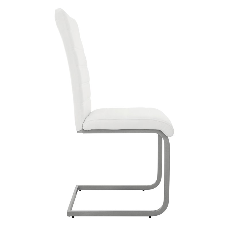 Esszimmerstuhl Freischwinger 2er Set mit Rückenlehne Weiß Kunsterlederbezug ML-Design