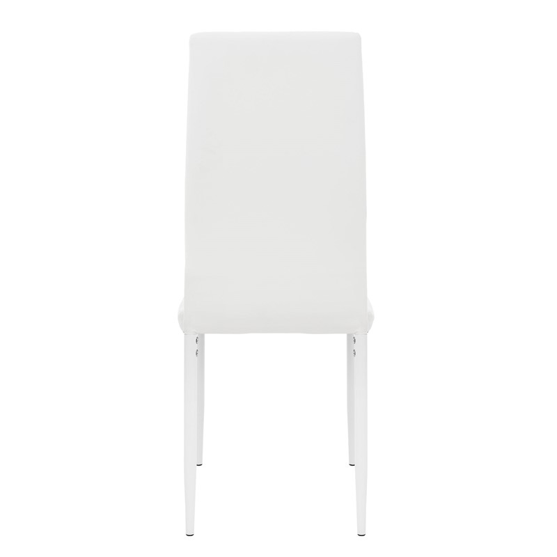 Esszimmerstühle 4er Set, Kunstleder-Bezug, Weiß, Polsterstuhl mit Metallbeinen ML-Design