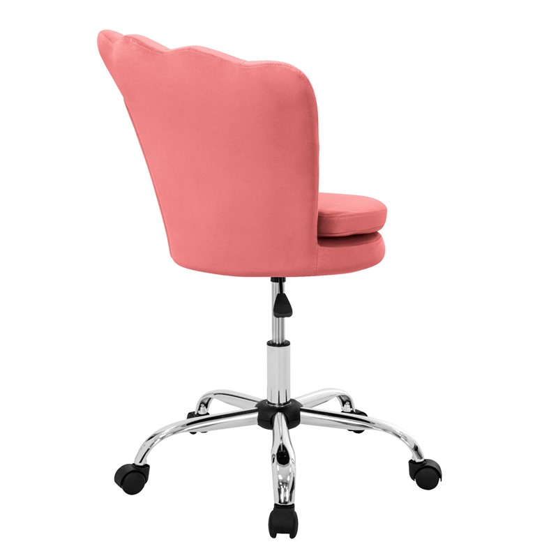 Bürostuhl mit Rollen und Rückenlehne Muscheldesign 68x68 cm Rosa aus Samt Schminktisch Stuhl ML-Design