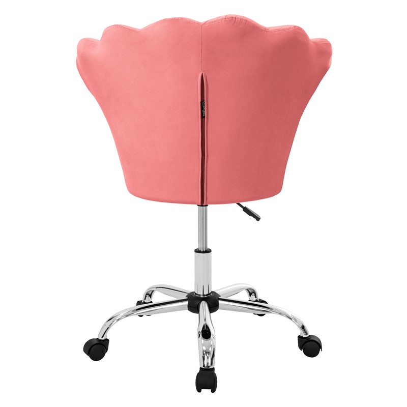 Bürostuhl mit Rollen und Rückenlehne Muscheldesign 68x68 cm Rosa aus Samt Schminktisch Stuhl ML-Design