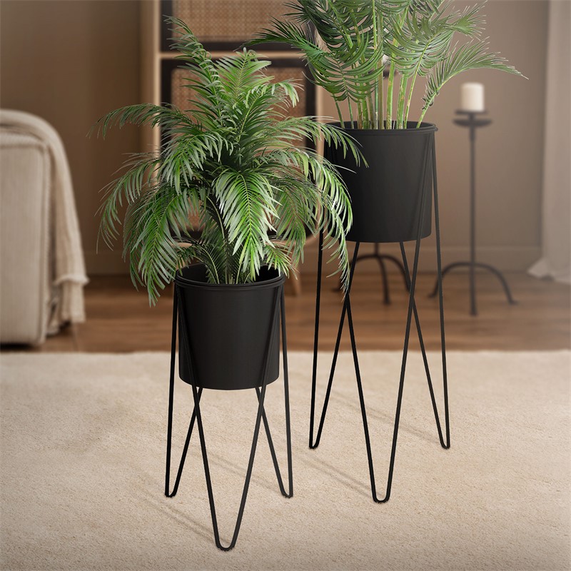 2er Set Blumenständer 27x27x48,5 / 35,5x34x75 cm Schwarz aus Stahl ML-Design 2er Set Blumenständer 27x27x48,5 / 35,5x34x75 cm Schwarz aus Stahl ML-Design