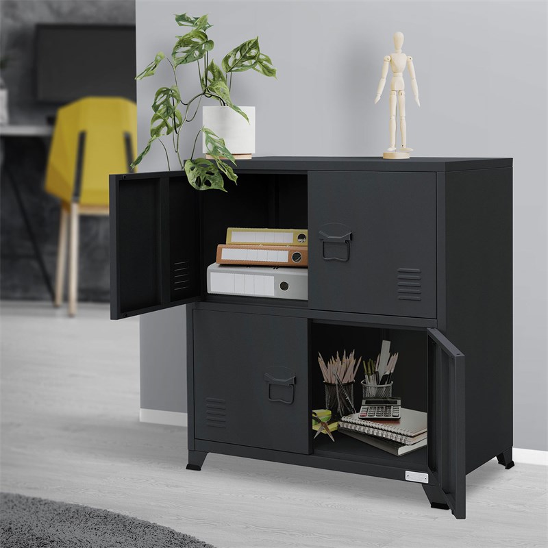 Büroschrank mit zwei Ebenen Magnetverschluss 75x40x80,5 cm Anthrazit aus Stahl ML-Design Büroschrank mit zwei Ebenen Magnetverschluss 75x40x80,5 cm Anthrazit aus Stahl ML-Design
