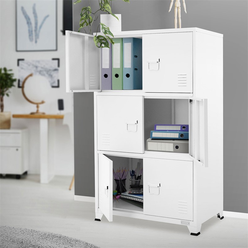 Büroschrank mit drei Ebenen Magnetverschluss 75x40x120 cm Weiß aus Stahl ML-Design Büroschrank mit drei Ebenen Magnetverschluss 75x40x120 cm Weiß aus Stahl ML-Design