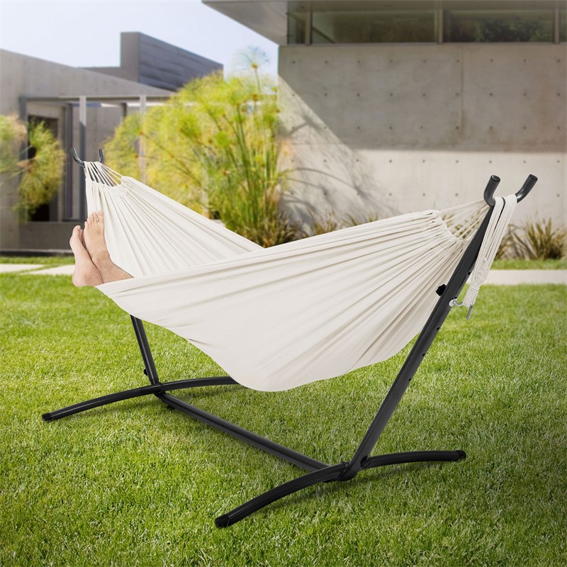 XXL Hängematte mit Stahlgestell bis 250 kg Beige inkl. Tragetasche ML-Design XXL Hängematte mit Stahlgestell bis 250 kg Beige inkl. Tragetasche ML-Design