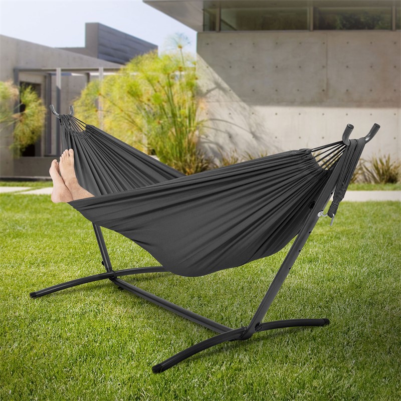 XXL Hängematte mit Stahlgestell bis 250 kg Dunkelgrau inkl. Tragetasche ML-Design XXL Hängematte mit Stahlgestell bis 250 kg Dunkelgrau inkl. Tragetasche ML-Design