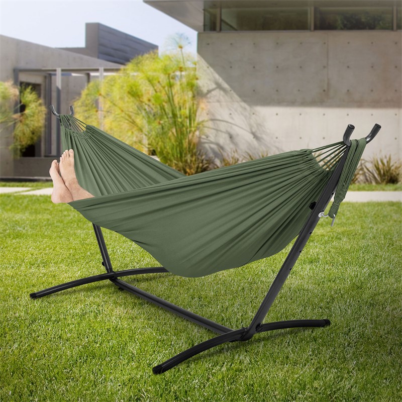 XXL Hängematte mit Stahlgestell bis 250 kg Khaki inkl. Tragetasche ML-Design XXL Hängematte mit Stahlgestell bis 250 kg Khaki inkl. Tragetasche ML-Design