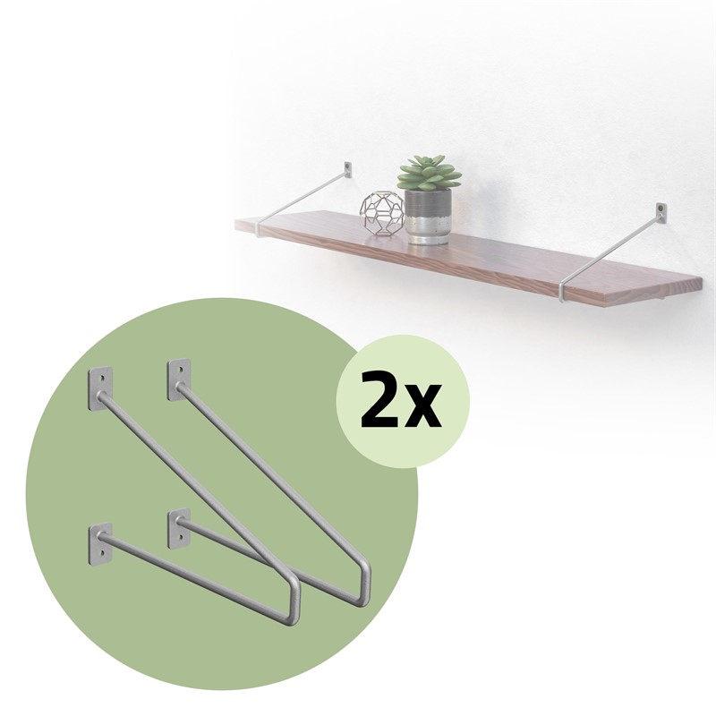 2er Set Wandkonsole Regalhalterung 2x 265 x 180 mm Grau aus Stahl ML-Design