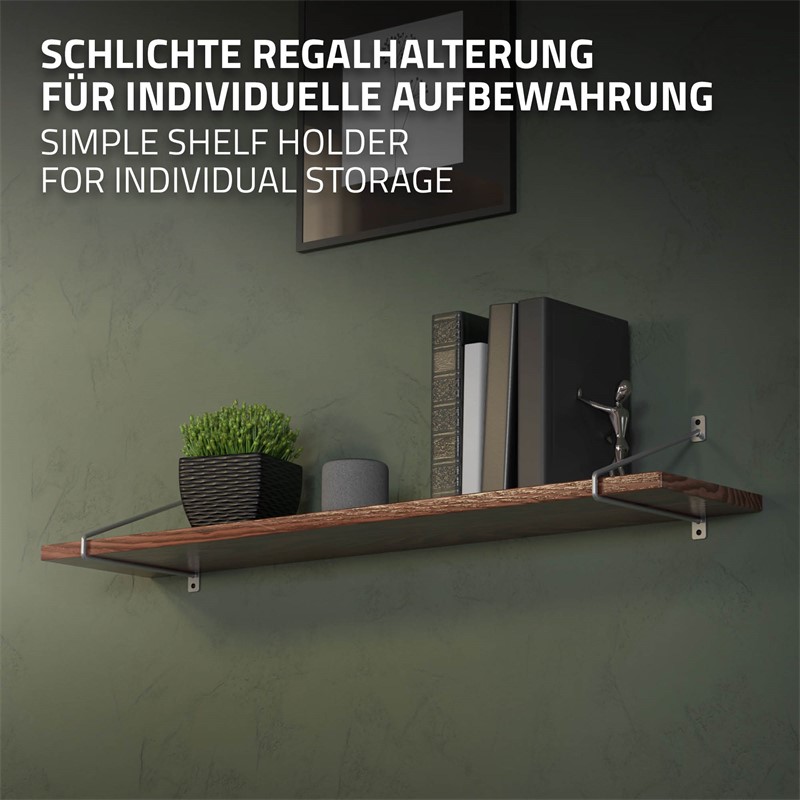 2er Set Wandkonsole Regalhalterung 2x 265 x 180 mm Grau aus Stahl ML-Design