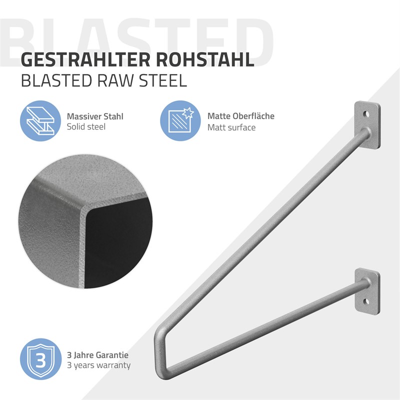 2er Set Wandkonsole Regalhalterung 2x 265 x 180 mm Grau aus Stahl ML-Design