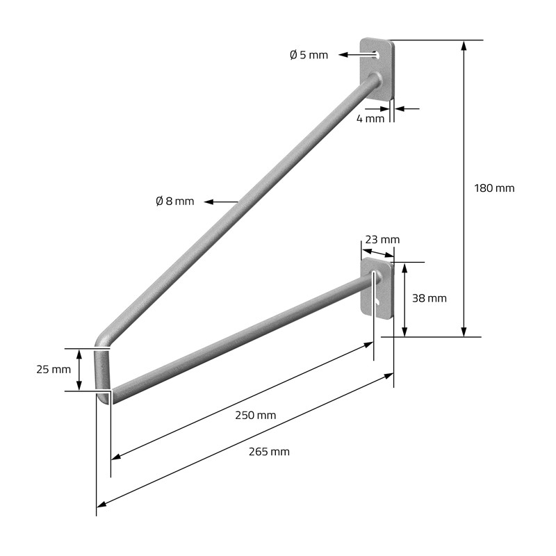 2er Set Wandkonsole Regalhalterung 2x 265 x 180 mm Grau aus Stahl ML-Design