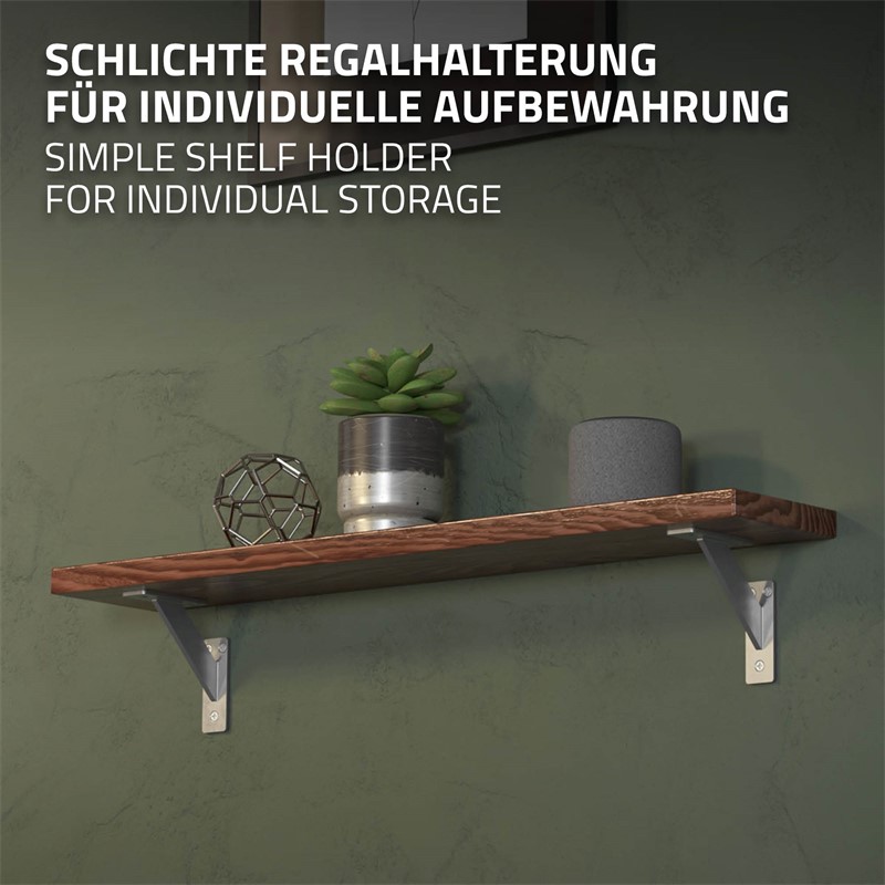 2er Set Wandkonsole Regalhalterung 2x 120 x 120 mm Silber aus Aluminium ML-Design