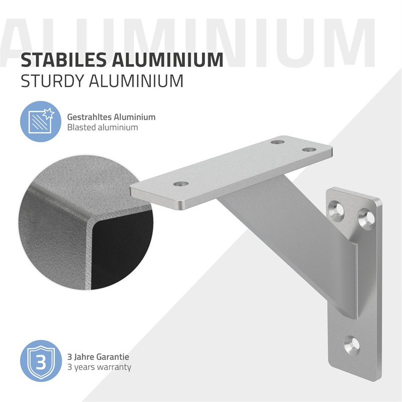 2er Set Wandkonsole Regalhalterung 2x 120 x 120 mm Silber aus Aluminium ML-Design