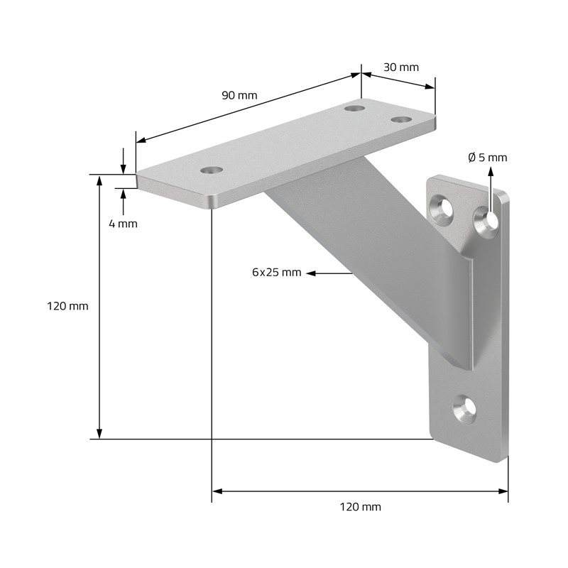 2er Set Wandkonsole Regalhalterung 2x 120 x 120 mm Silber aus Aluminium ML-Design