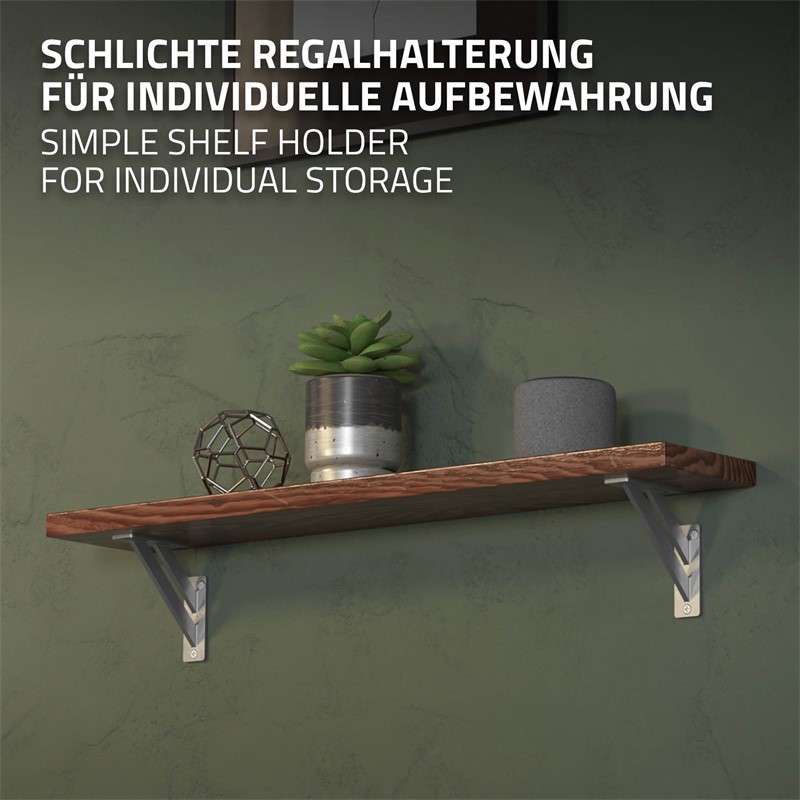 2er Set Wandkonsole Regalhalterung 2x 120 x 120 mm Silber aus Aluminium ML-Design