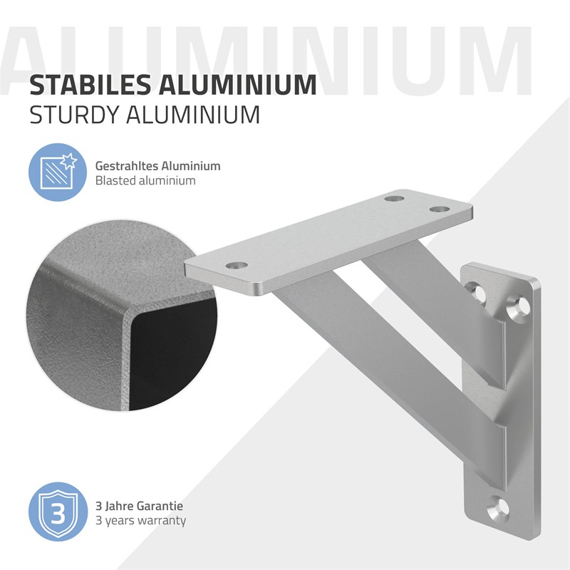2er Set Wandkonsole Regalhalterung 2x 120 x 120 mm Silber aus Aluminium ML-Design