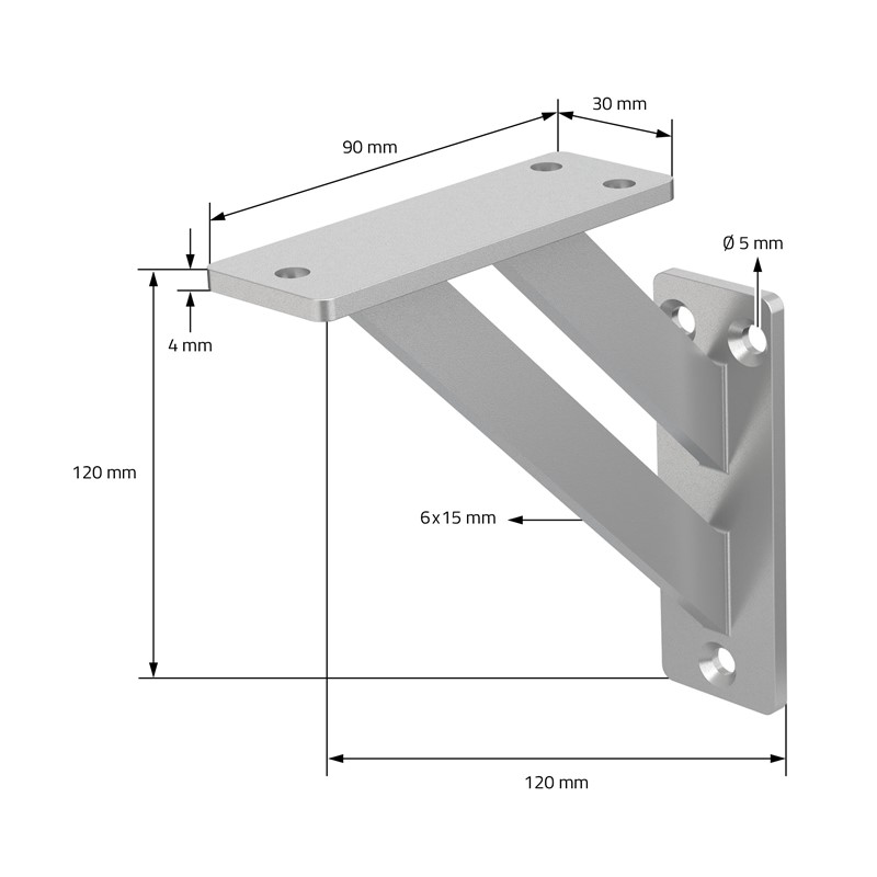 2er Set Wandkonsole Regalhalterung 2x 120 x 120 mm Silber aus Aluminium ML-Design