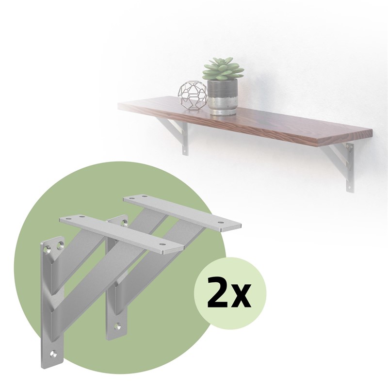 2er Set Wandkonsole Regalhalterung 2x 180 x 180 mm Silber aus Aluminium ML-Design 2er Set Wandkonsole Regalhalterung 2x 180 x 180 mm Silber aus Aluminium ML-Design