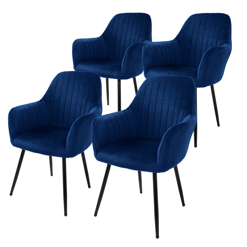 Esszimmerstuhl 4er Set Linierte Steppung mit Rücken- und Armlehnen Blau Küchenstuhl mit Microfaser-Samtbezug ML-Design Esszimmerstuhl 4er Set Linierte Steppung mit Rücken- und Armlehnen Blau Küchenstuhl mit Microfaser-Samtbezug ML-Design