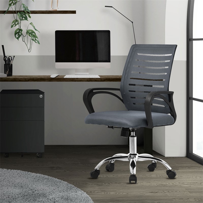 Ergonomischer Bürostuhl mit Armlehnen Netzgewebe Grau mit Rollen ML-Design Ergonomischer Bürostuhl mit Armlehnen Netzgewebe Grau mit Rollen ML-Design