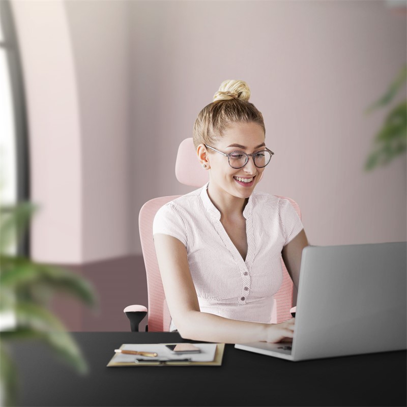Ergonomischer Bürostuhl Rosa Netzgewebe mit verstellbarer Kopfstütze und Rollen ML-Design