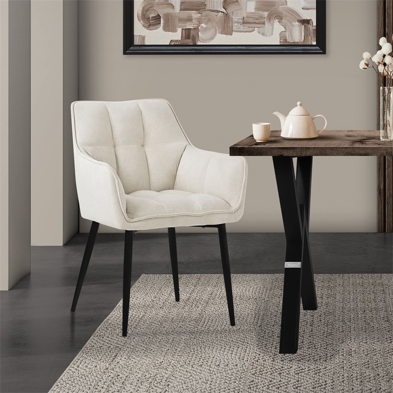 Esszimmerstuhl Creme aus Frotteestoff mit gepolstertem Sitz ML-Design Esszimmerstuhl Creme aus Frotteestoff mit gepolstertem Sitz ML-Design