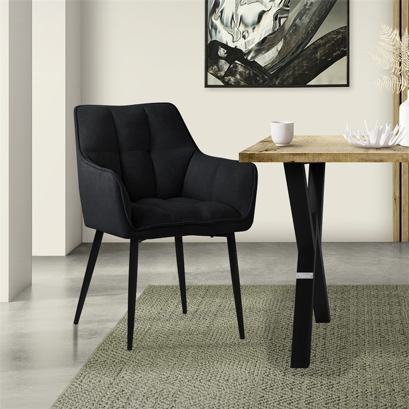 Esszimmerstuhl Schwarz aus Frotteestoff mit dickem gepolsterter Sitz ML-Design Esszimmerstuhl Schwarz aus Frotteestoff mit dickem gepolsterter Sitz ML-Design