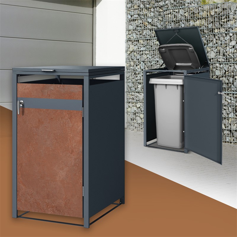 Mülltonnenbox 1er bis 240L 68x80x116,3 cm aus Stahl in Rostoptik ML-Design Mülltonnenbox 1er bis 240L 68x80x116,3 cm aus Stahl in Rostoptik ML-Design
