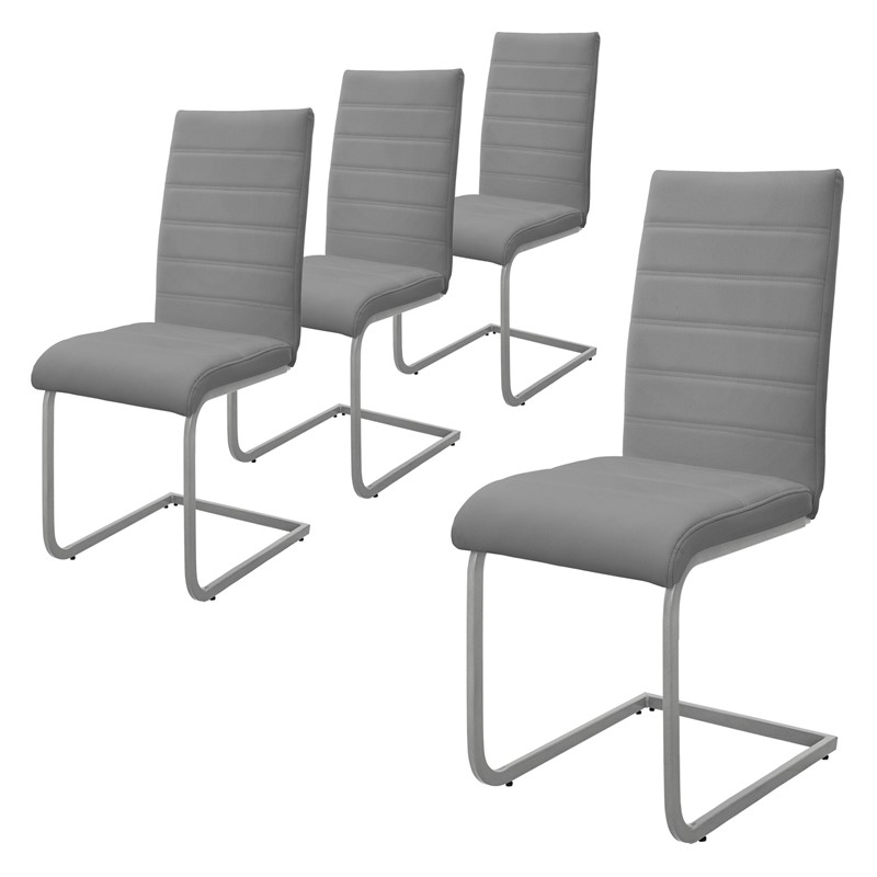4er Set Esszimmerstuhl Freischwinger mit Rückenlehne Grau Kunsterlederbezug ML-Design 4er Set Esszimmerstuhl Freischwinger mit Rückenlehne Grau Kunsterlederbezug ML-Design