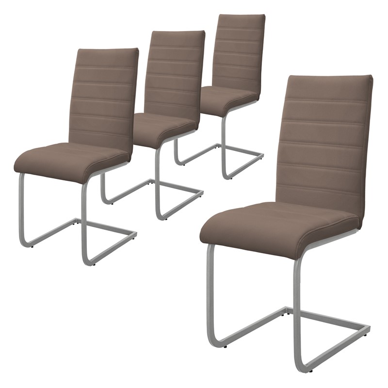 4er Set Esszimmerstuhl Freischwinger mit Rückenlehne Braun Kunsterlederbezug ML-Design 4er Set Esszimmerstuhl Freischwinger mit Rückenlehne Braun Kunsterlederbezug ML-Design