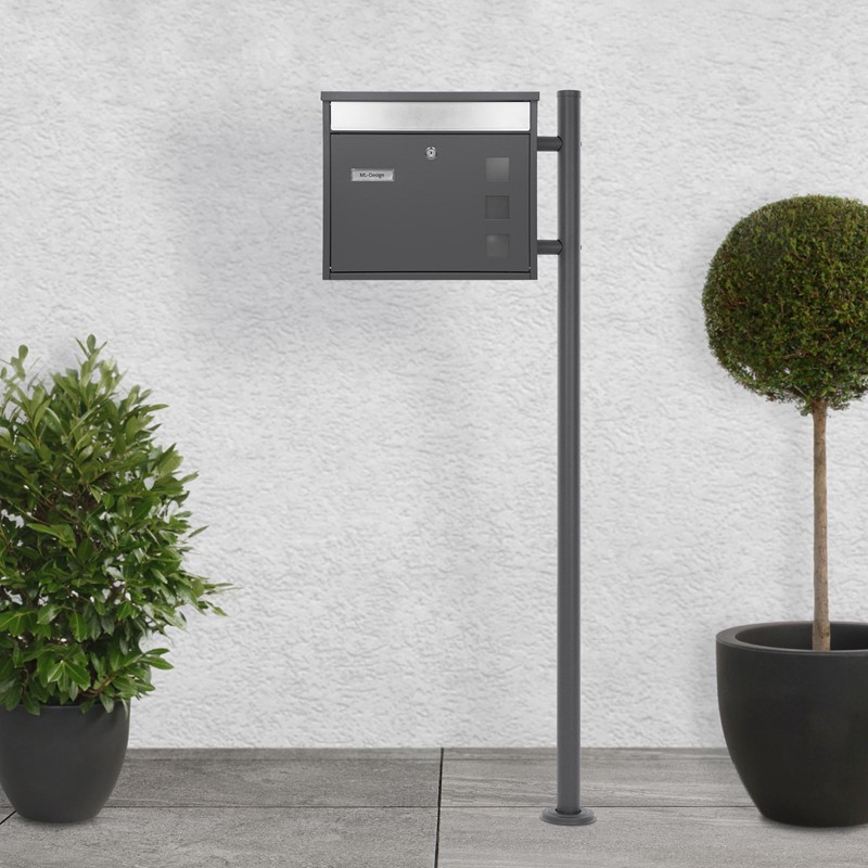 Standbriefkasten mit Zeitungsfach 36x31,5x11,5 cm Anthrazit aus Edelstahl ML-Design Standbriefkasten mit Zeitungsfach 36x31,5x11,5 cm Anthrazit aus Edelstahl ML-Design