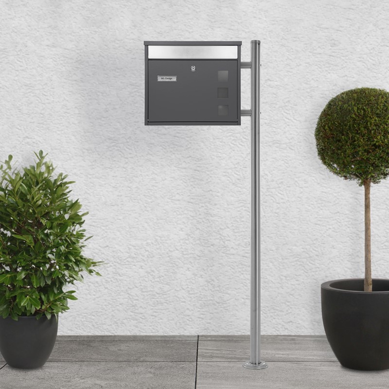 Standbriefkasten mit Zeitungsfach 36x31,5x11,5 cm Anthrazit aus Edelstahl ML-Design Standbriefkasten mit Zeitungsfach 36x31,5x11,5 cm Anthrazit aus Edelstahl ML-Design