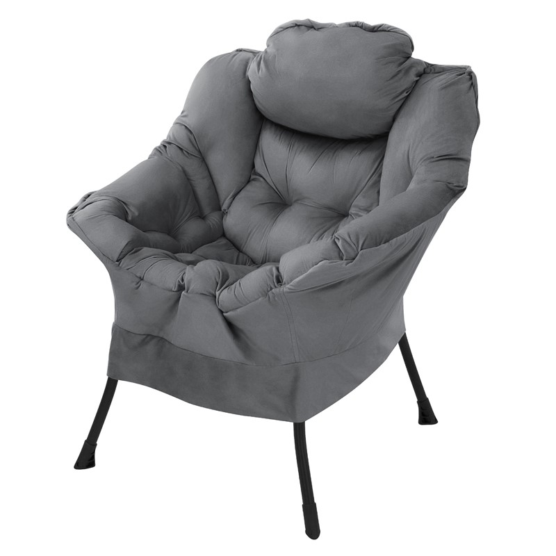Relaxsessel Anthrazit mit Armlehnen und dickem Kopfkissen und Metallgestell Loungesessel bis 120 kg ML-Design Relaxsessel Anthrazit mit Armlehnen und dickem Kopfkissen und Metallgestell Loungesessel bis 120 kg ML-Design
