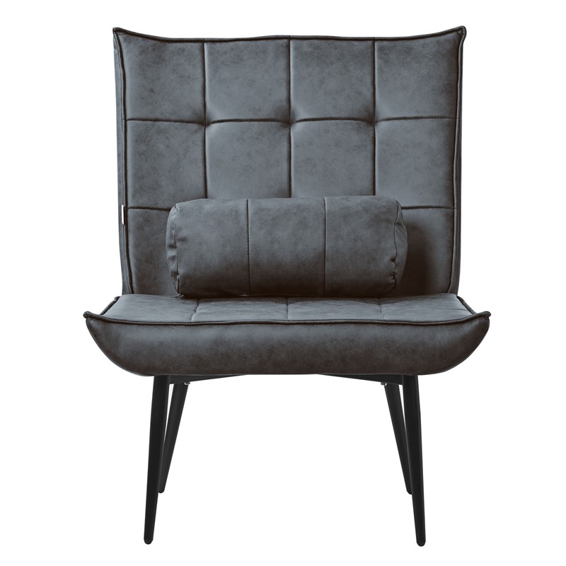 Lounge Chair aus Kunstleder Anthrazit Polstersessel mit Lendenkissen Relaxsessel ML-Design