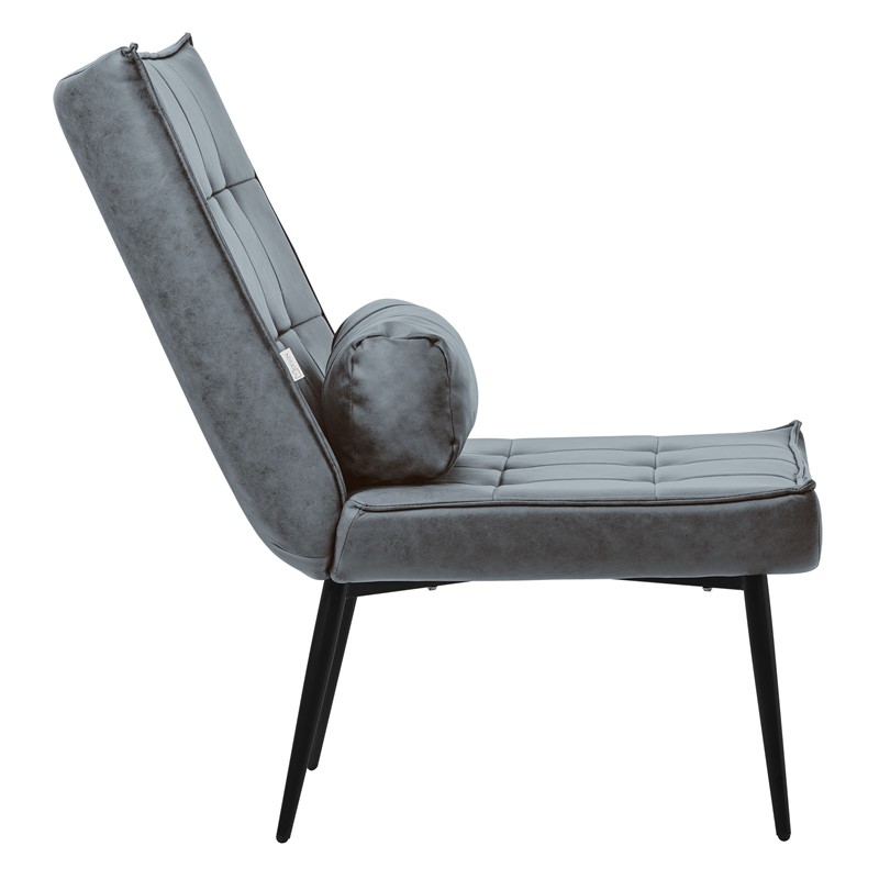 Lounge Chair aus Kunstleder Anthrazit Polstersessel mit Lendenkissen Relaxsessel ML-Design