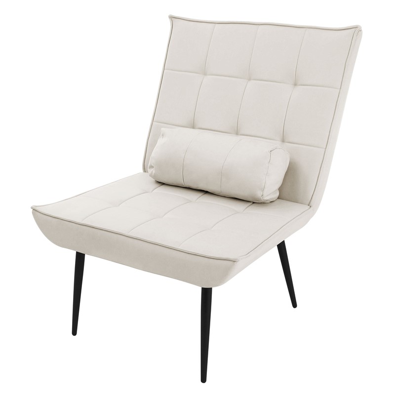 Sessel Mid Century aus Kunstleder Modern Creme Polstersessel mit Lendenkissen Relaxsessel ML-Design Sessel Mid Century aus Kunstleder Modern Creme Polstersessel mit Lendenkissen Relaxsessel ML-Design