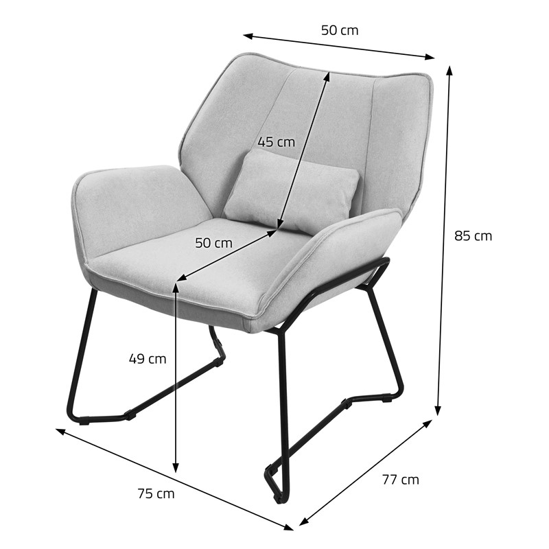 Loungesessel mit Armlehnen Hellgrau Relaxsessel mit Leinenbezug ML-Design