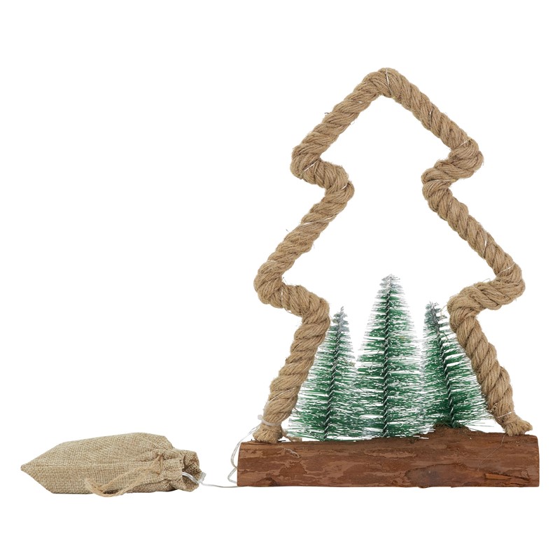 Deko LED Weihnachtsbaum aus Juteseil Standfigur 30 cm warmweiß mit Timerfunktion