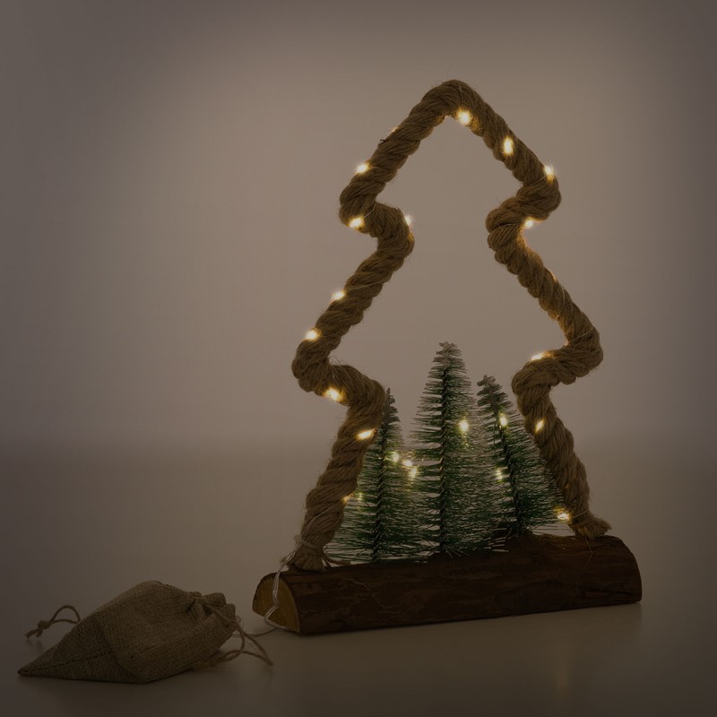 Deko LED Weihnachtsbaum aus Juteseil Standfigur 30 cm warmweiß mit Timerfunktion