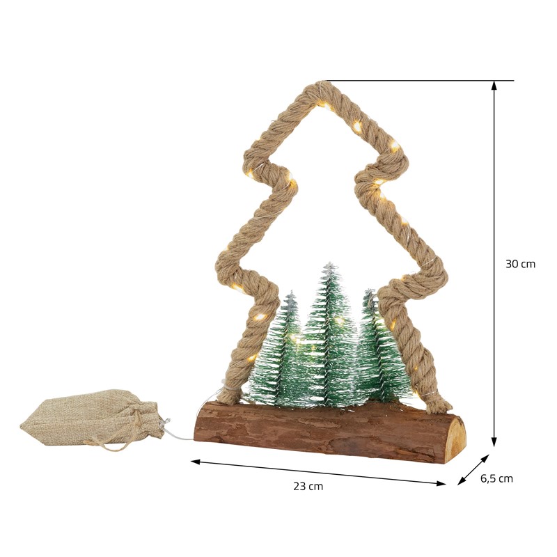 Deko LED Weihnachtsbaum aus Juteseil Standfigur 30 cm warmweiß mit Timerfunktion