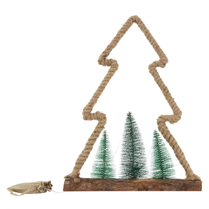 Deko LED Weihnachtsbaum aus Juteseil Standfigur 45 cm warmweiß mit Timerfunktion