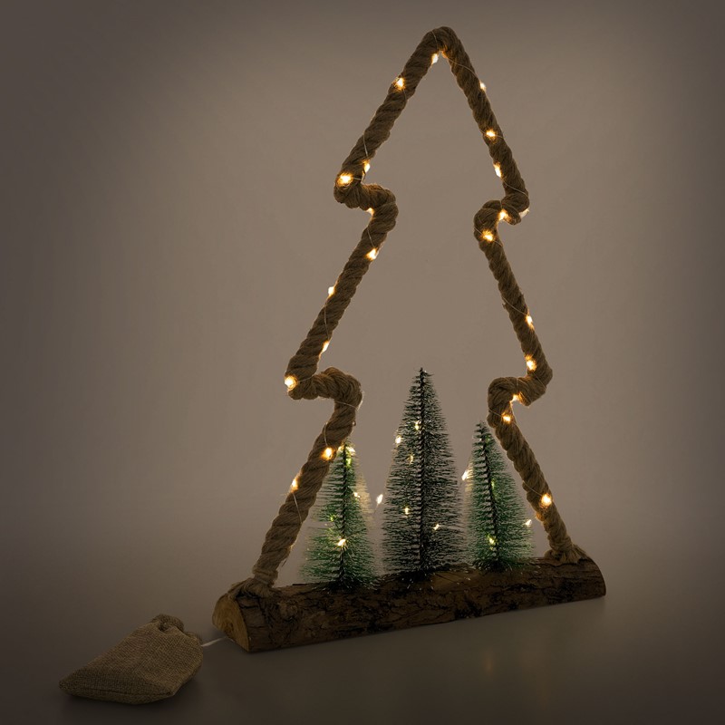 Deko LED Weihnachtsbaum aus Juteseil Standfigur 45 cm warmweiß mit Timerfunktion