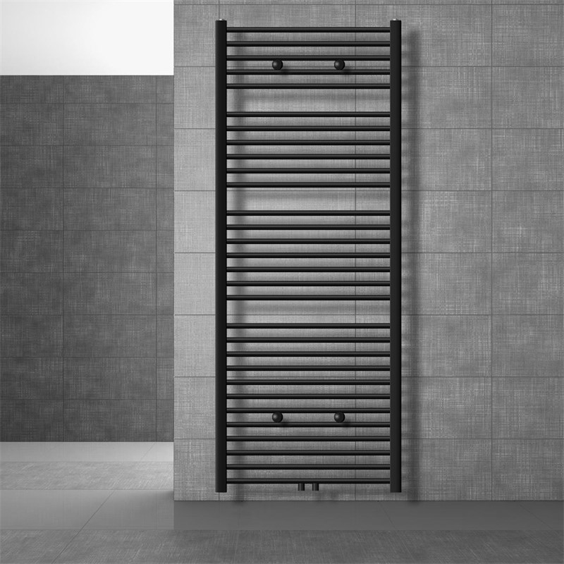 Badheizkörper Sahara 750x1800 mm Schwarz gerade mit Universal Thermostatventil LuxeBath Badheizkörper Sahara 750x1800 mm Schwarz gerade mit Universal Thermostatventil LuxeBath