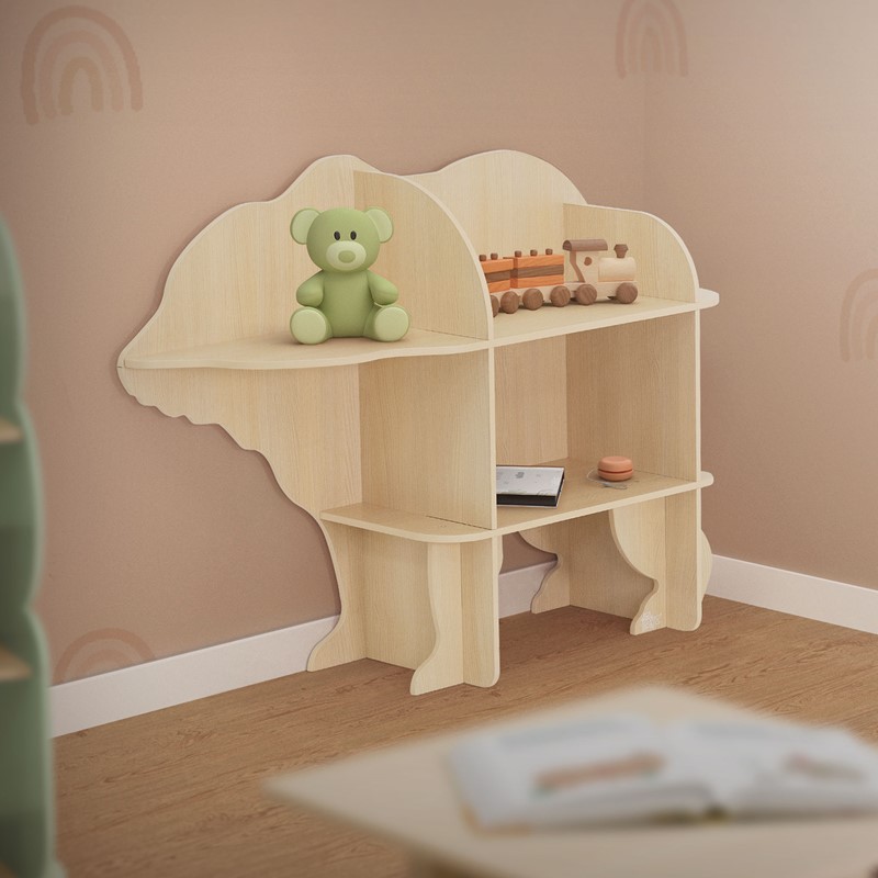 Kinder Bücherregal Bär-Design Natur mit offenen Regalen Joyz Kinder Bücherregal Bär-Design Natur mit offenen Regalen Joyz